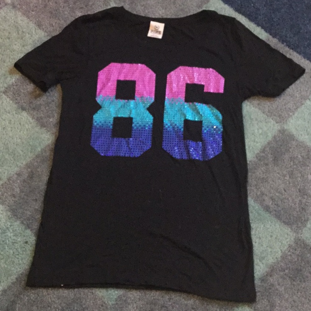 VS Pink Black Rhinestone T-shirt